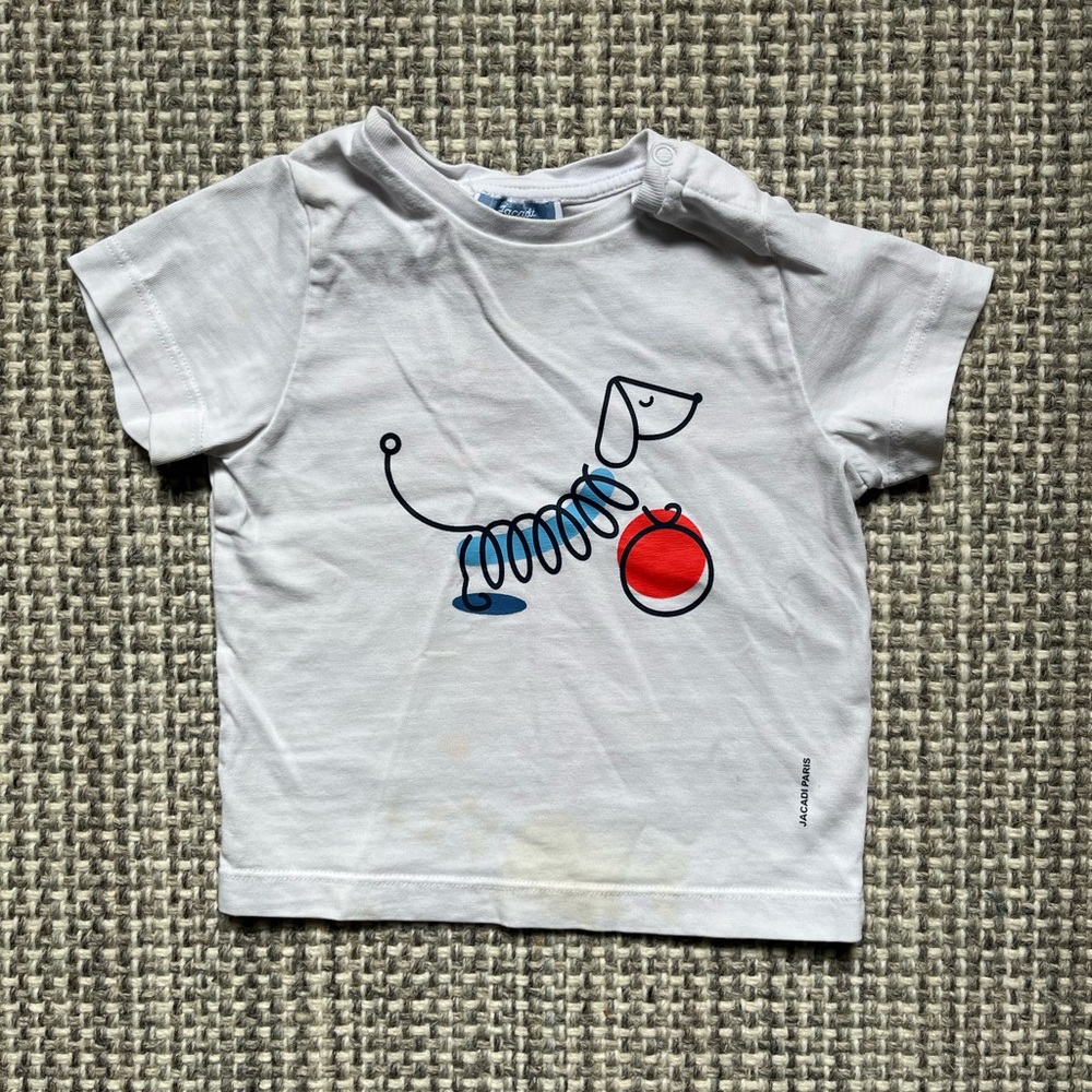 Jacadi White Kids T-Shirt with Dog Print